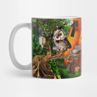 Little friends in the night with pumpkin house Mug